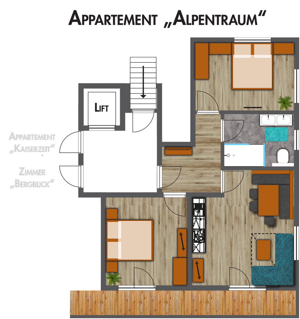 plattegrond appartement Alpentraum