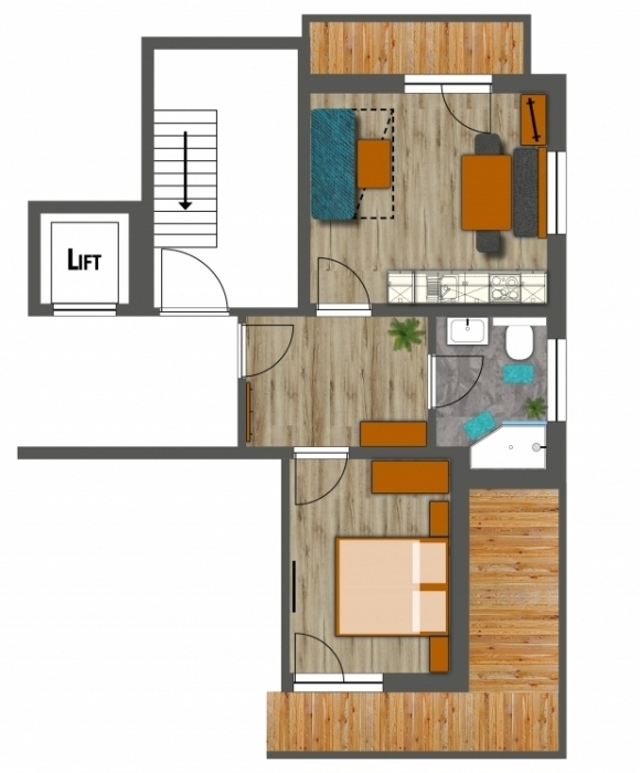 floor plan apartments 1 & 3