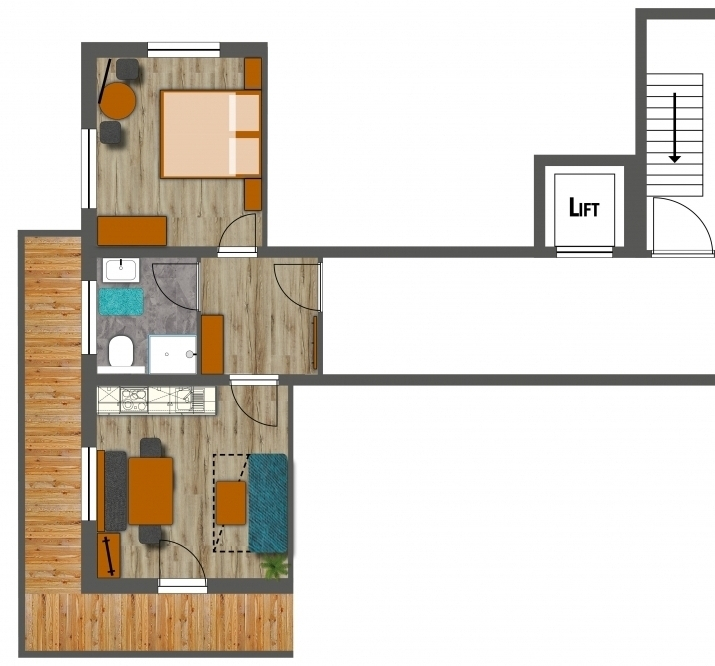 floor plan apartments 2 & 4